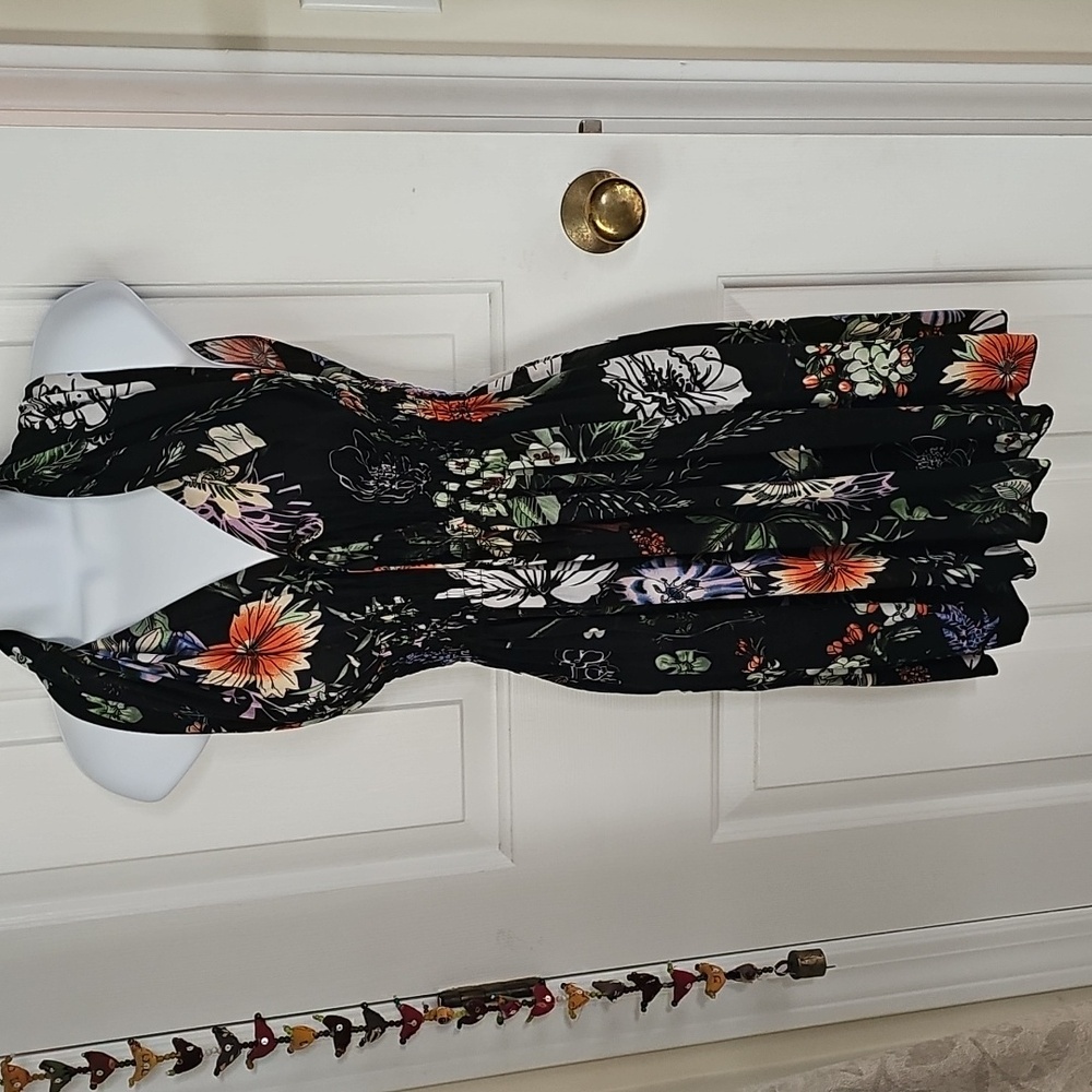 Floral Black Dress XS